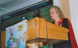 Aline Dobbie giving the incredible India Lecture: India: Responsible Tourism and conservation at the Nehru Centre